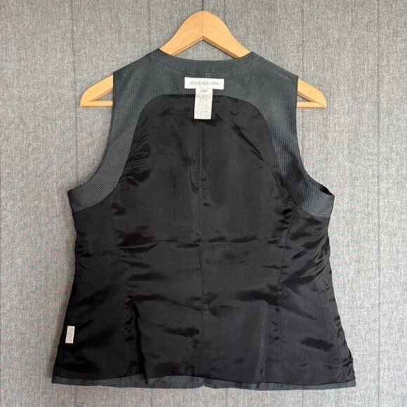 Jones New York 100% Silk Gray Tweed Button Front Vest Sleeveless Top Size 12 - Picture 6 of 9